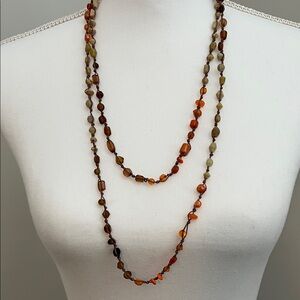 Amber and Olive Beaded Necklace - Women Jewelry
